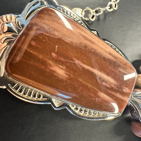 🤎 18” Sterling Silver & Picture Jasper Necklace – Artisan Gemstone Pendant - Picture 4 of 4